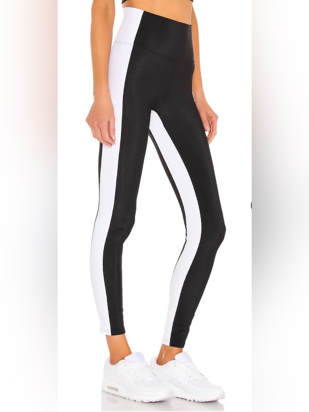Beach Riot High-Waisted Ribbed Colorblock Leggings in Black & White Size S